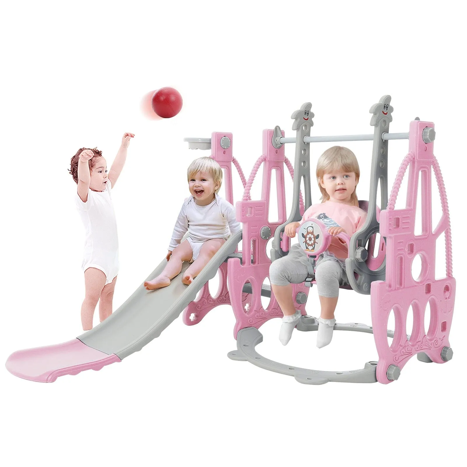 153cm W 3 in 1 Kids Swing and Slide Set Toddler Climber Playset