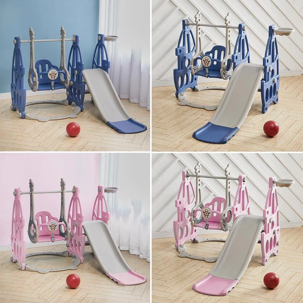 153cm W 3 in 1 Kids Swing and Slide Set Toddler Climber Playset