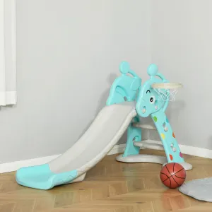 2 in 1 Kids Slide with Basketball Hoop 18 months -4 Years Old Deer Blue