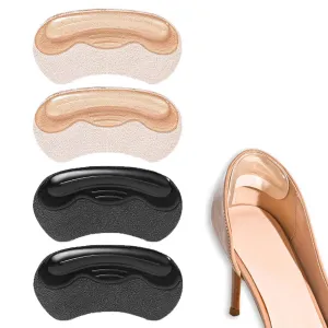 2 pairs of anti-slip heel pads, heel grips, shoe pads, heel pads, shoe insoles, silicone heel protection, self-adhesive heel pads, anti-slip heel pads for shoes that are too large (beige   black)