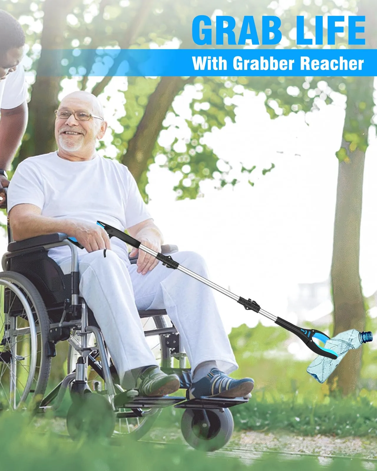 36inch Grabber Reacher Tool, Foldable Grabbers for Elderly Grab it Reaching Tool Heavy Duty, Anti-Slip Rotating Jaw with Magnet, 4" Wide Claw Opening Reachers for Seniors, Trash Picker Tool 36 Inch of 1 Pack