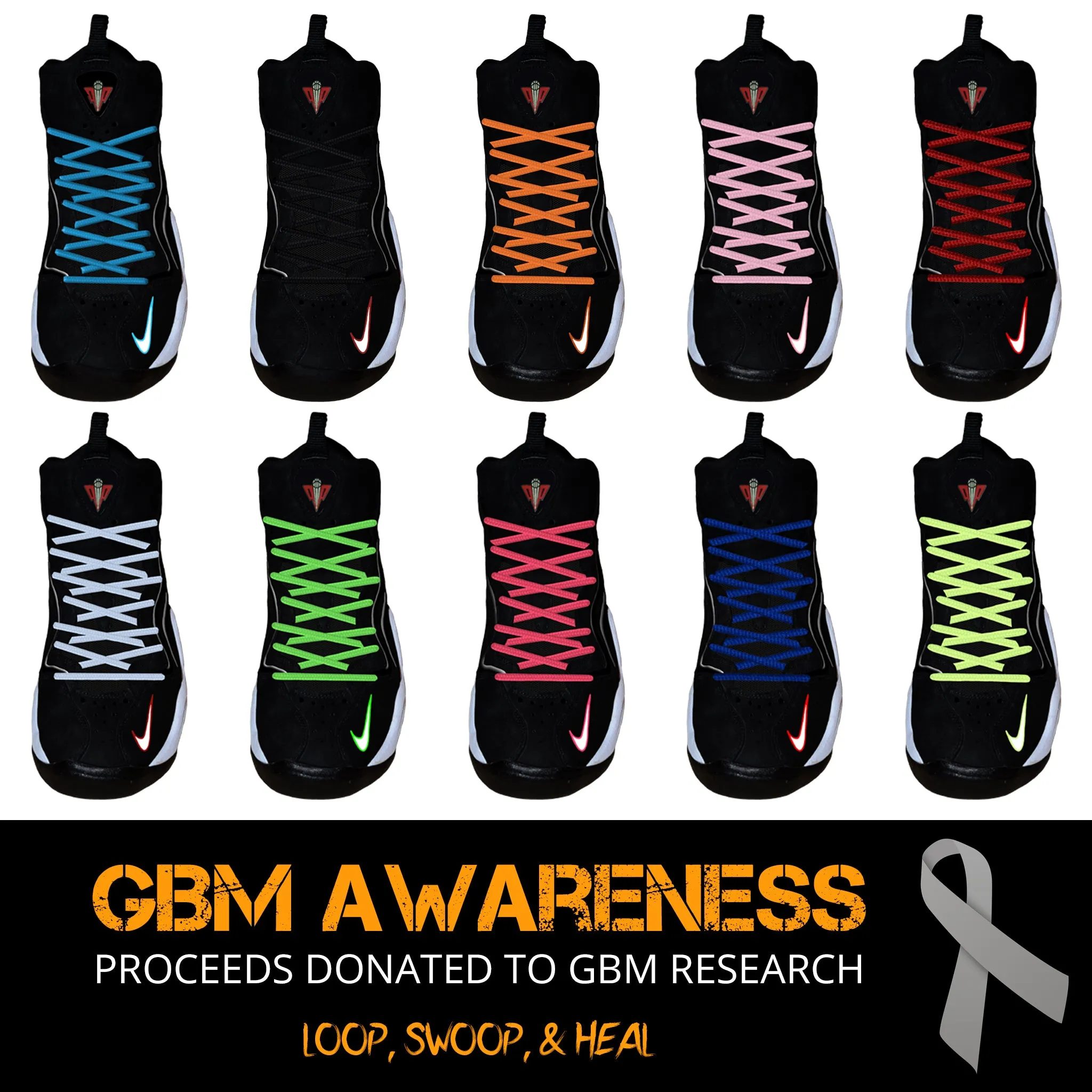 36" Round Athletic Laces for GBM Awareness