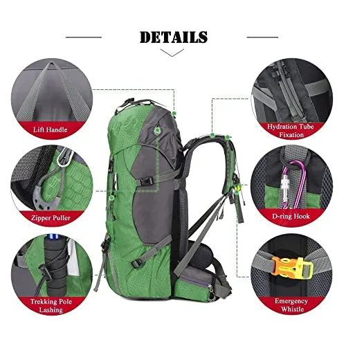 60L Waterproof Lightweight Hiking Backpack with Rain Cover