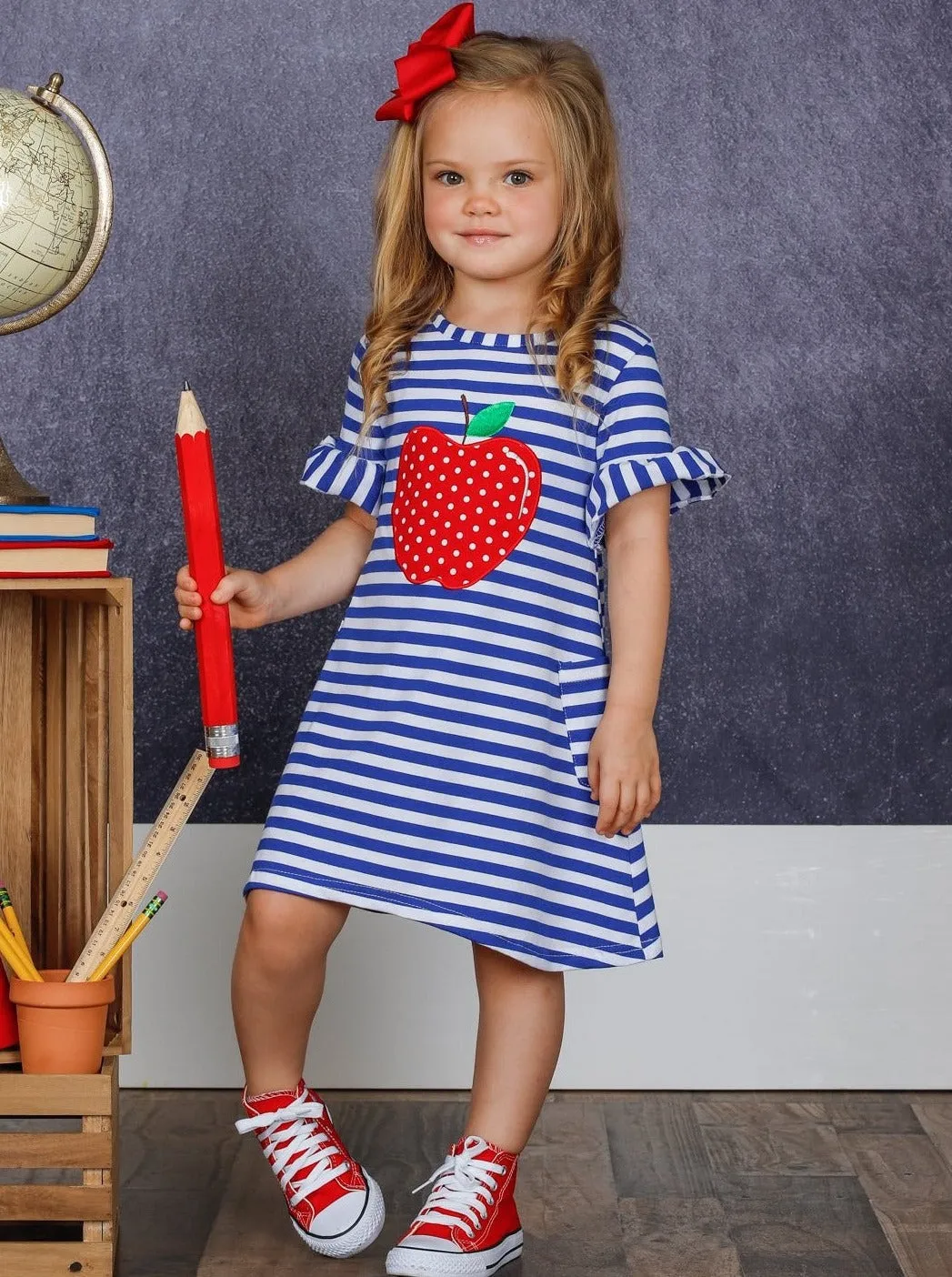 A is for Awesome Apple Striped Pocket Dress