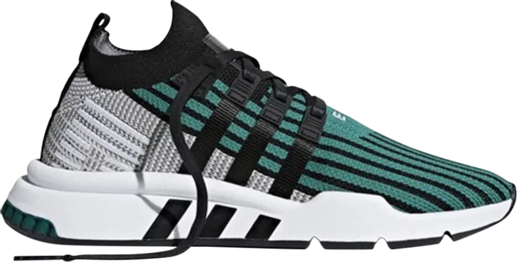 Adidas EQT Support Mid ADV Primeknit 'Black Sub Green' Sneakers, Black