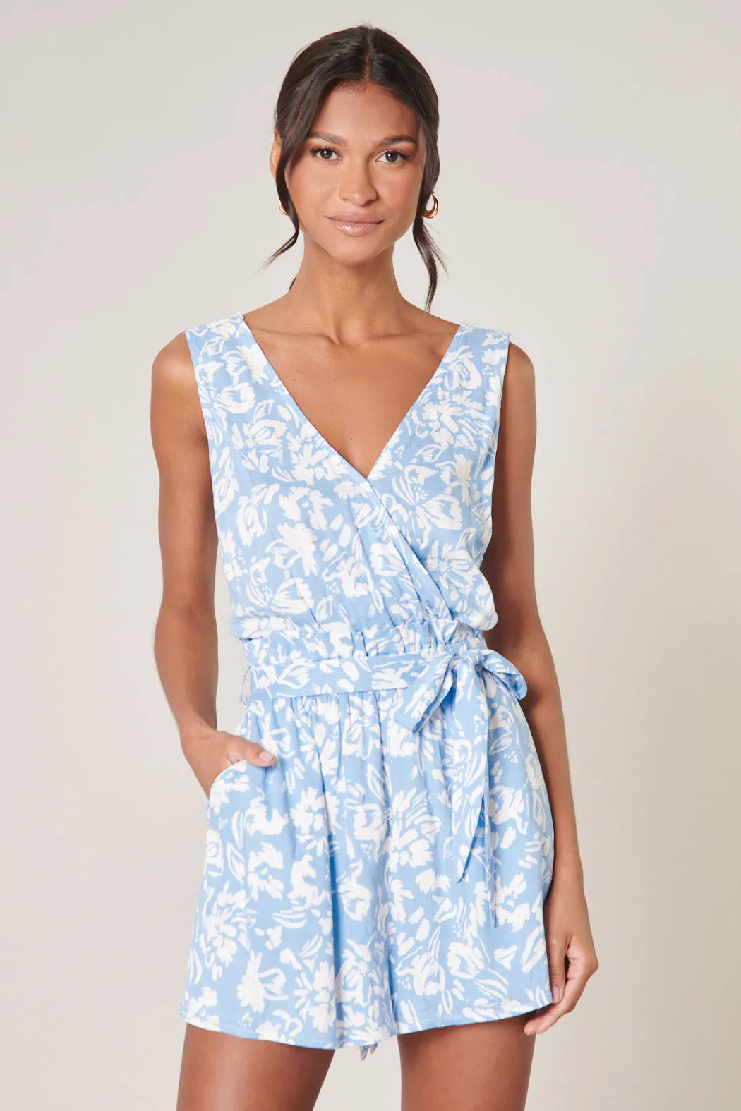 Allegra Floral Honey Surplice Romper