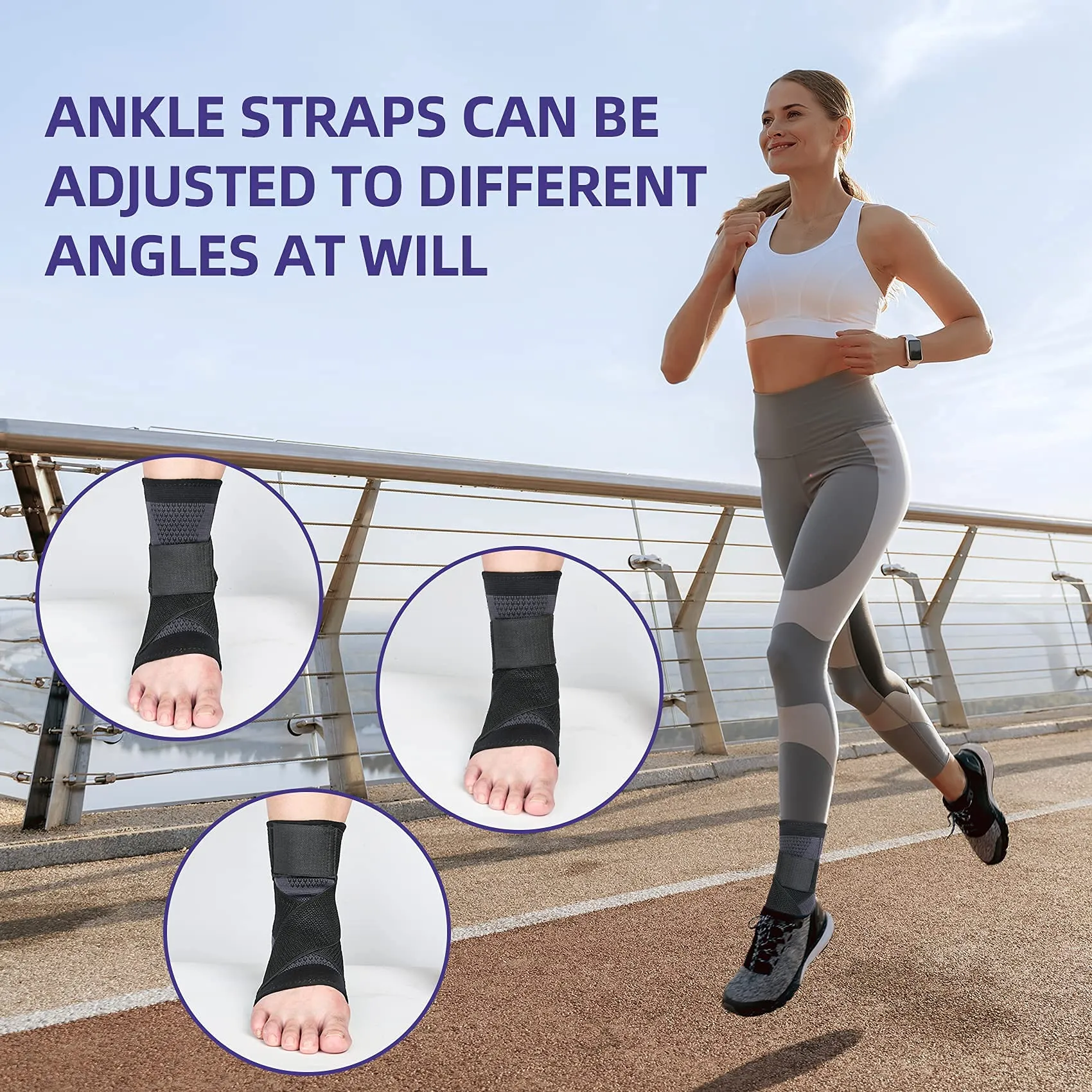 Ankle Braces, Adjustable Compression Ankle Support Men & Women, for Achilles Tendon Support & Plantar Fasciitis, Stabilize Ankle Brace-Eases Ankle Joint Pain & Sprained Ankle (Large) Black Large