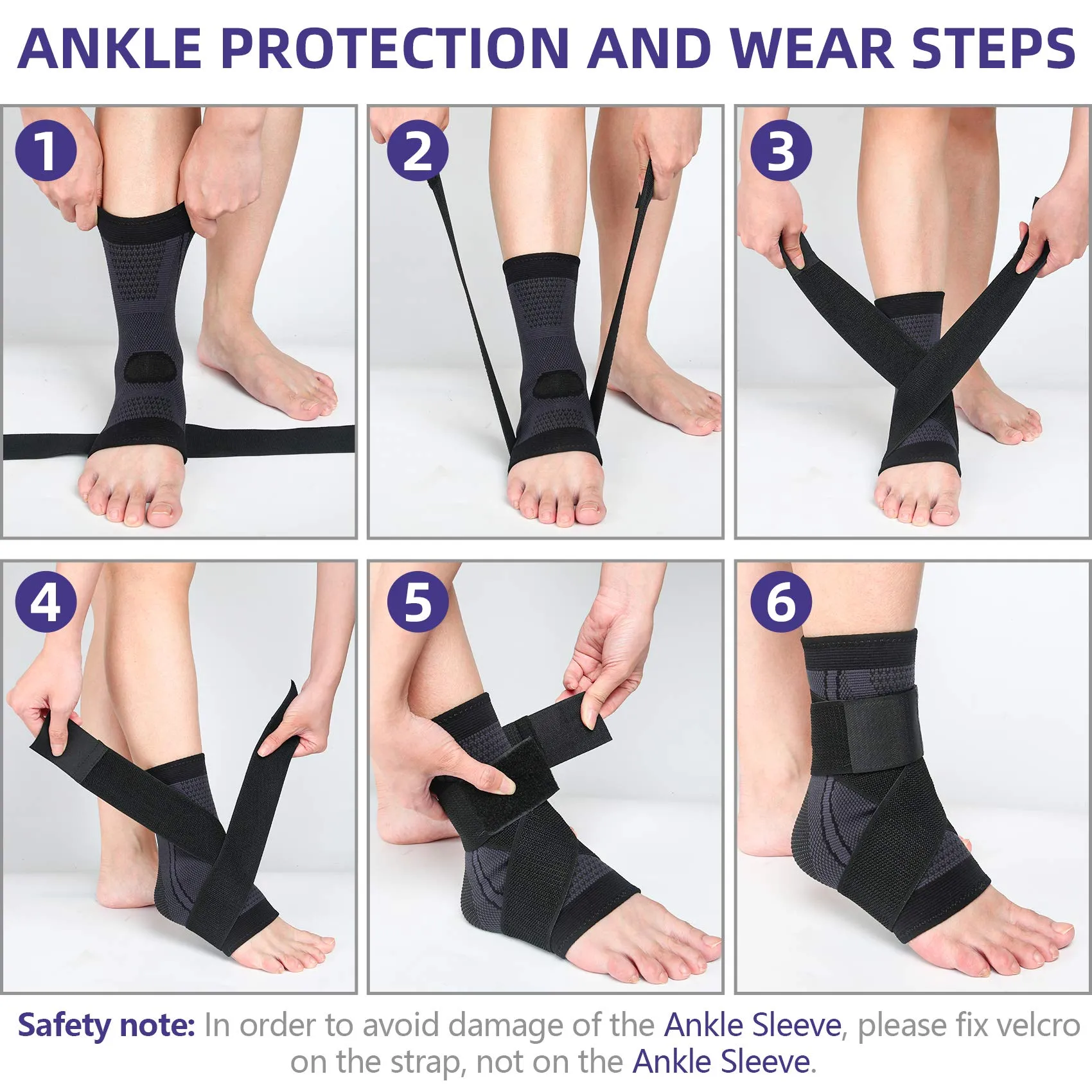 Ankle Braces, Adjustable Compression Ankle Support Men & Women, for Achilles Tendon Support & Plantar Fasciitis, Stabilize Ankle Brace-Eases Ankle Joint Pain & Sprained Ankle (Large) Black Large