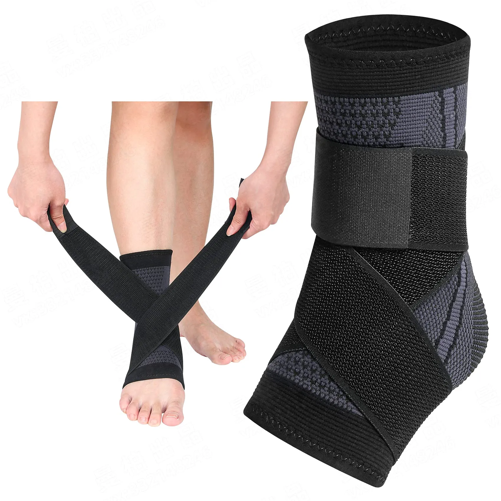 Ankle Braces, Adjustable Compression Ankle Support Men & Women, for Achilles Tendon Support & Plantar Fasciitis, Stabilize Ankle Brace-Eases Ankle Joint Pain & Sprained Ankle (Large) Black Large