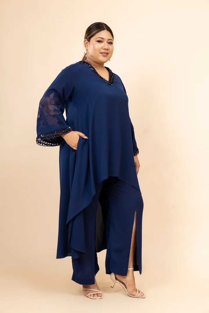 Azra Navy Blue Embroidered Co-ord Set