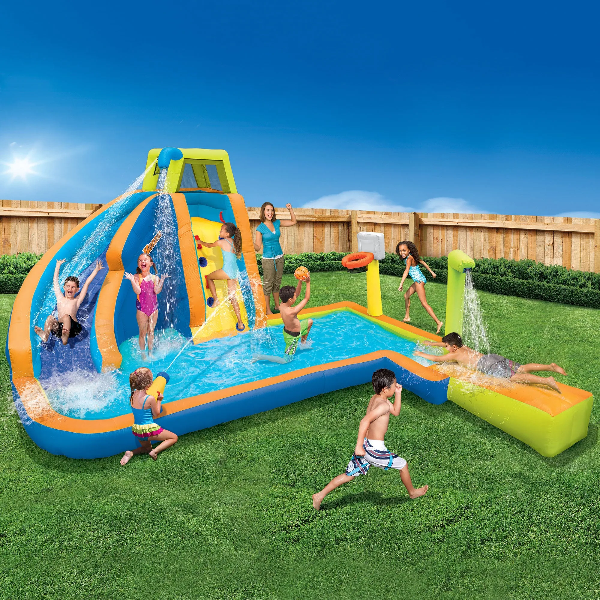 Banzai Hyper Drench 8-in-1 Giant Inflatable Water Slide Activity Splash Park