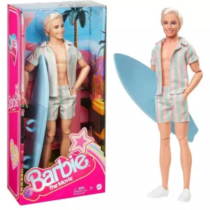 Barbie: The Movie Ken Doll Wearing Pastel Striped Beach Matching Set