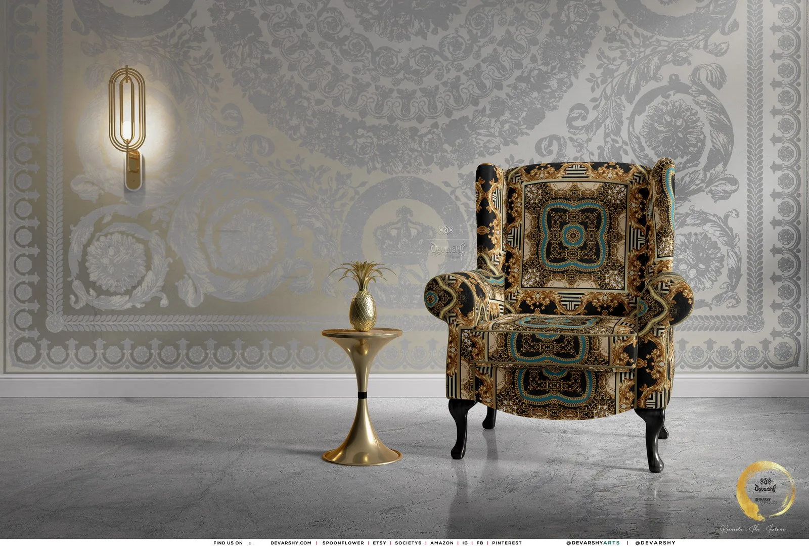 Baroque Gold Upholstery Fabric 3meters 9 Designs & 12 Furnishing Fabrics Decorative Fabric By the Yard | 021