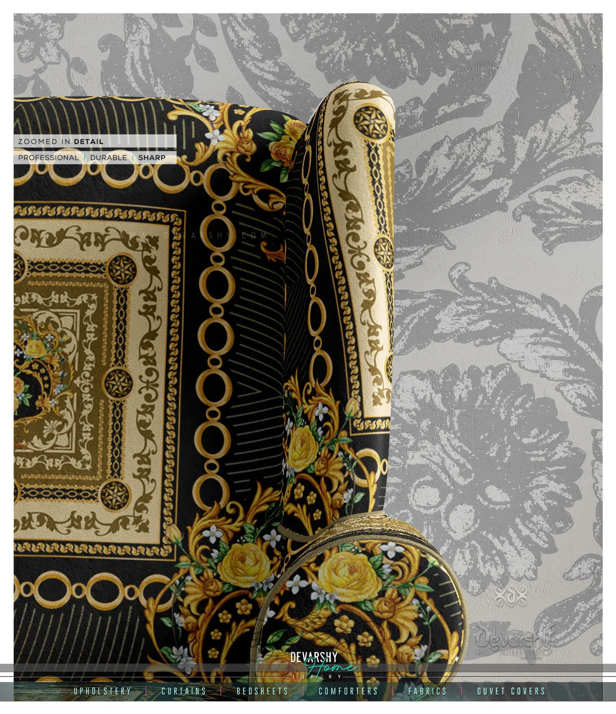 Baroque Gold Upholstery Fabric 3meters 9 Designs & 12 Furnishing Fabrics Decorative Fabric By the Yard | 021