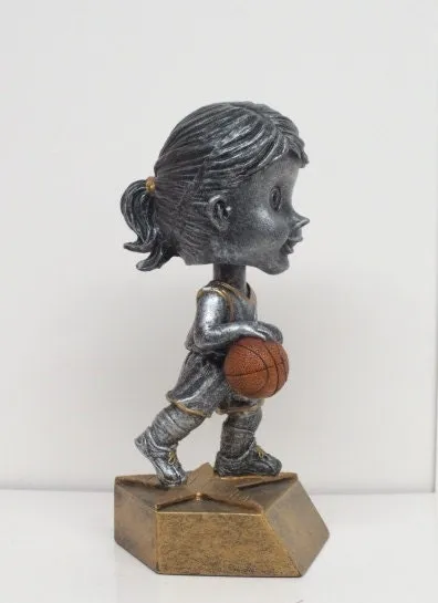 Basketball Trophy Bobble Head Girls 6" Rookie Jr League Madness Trophy Fantasy Basketball Champion Participation Award Personalized