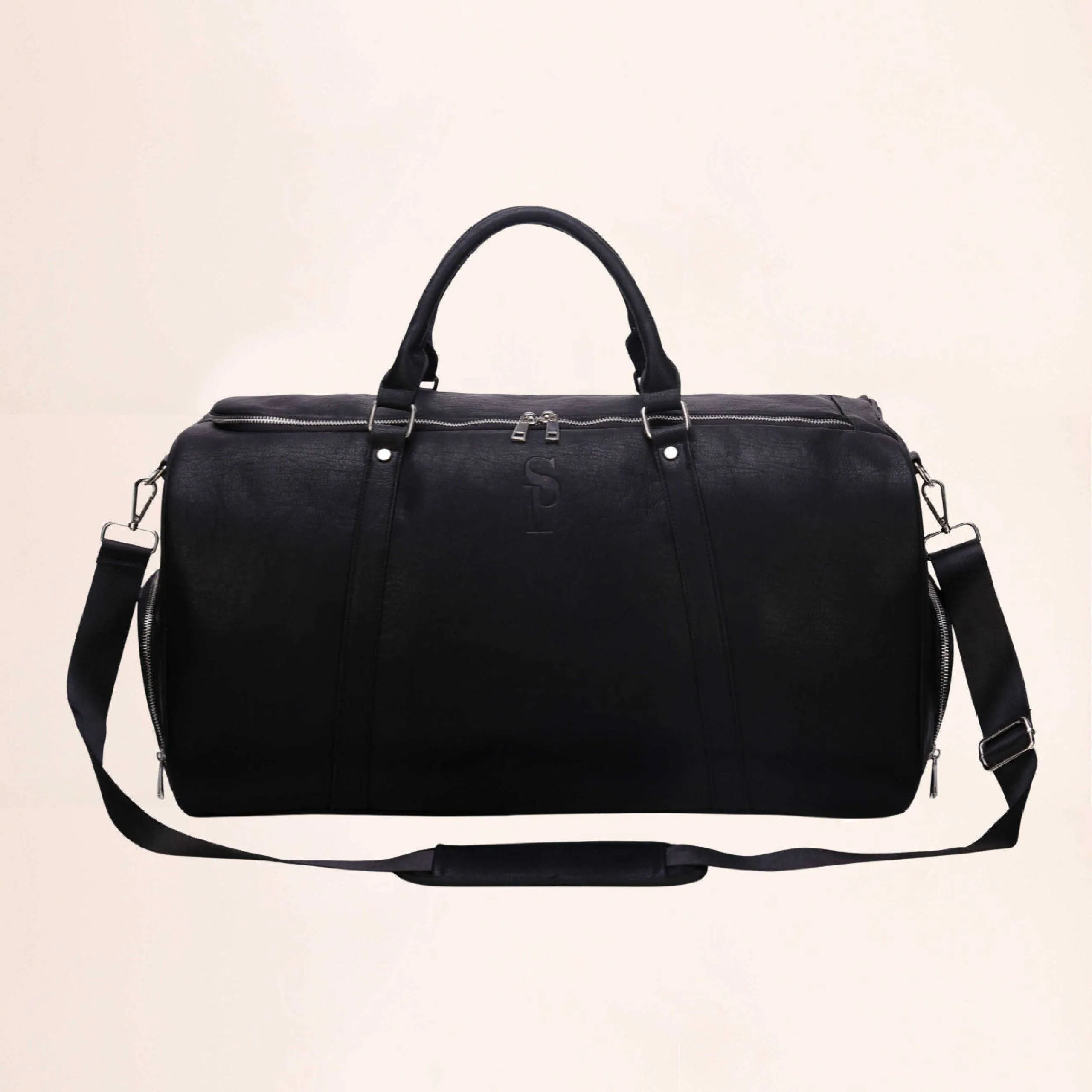 Black Leather Duffle Bag