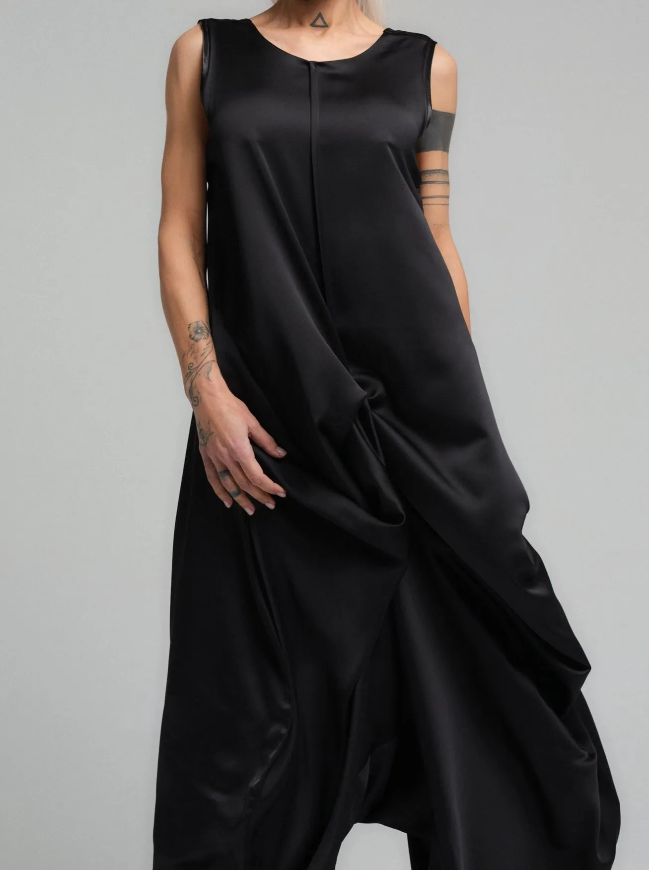 Black Softly Structured Jumpsuit