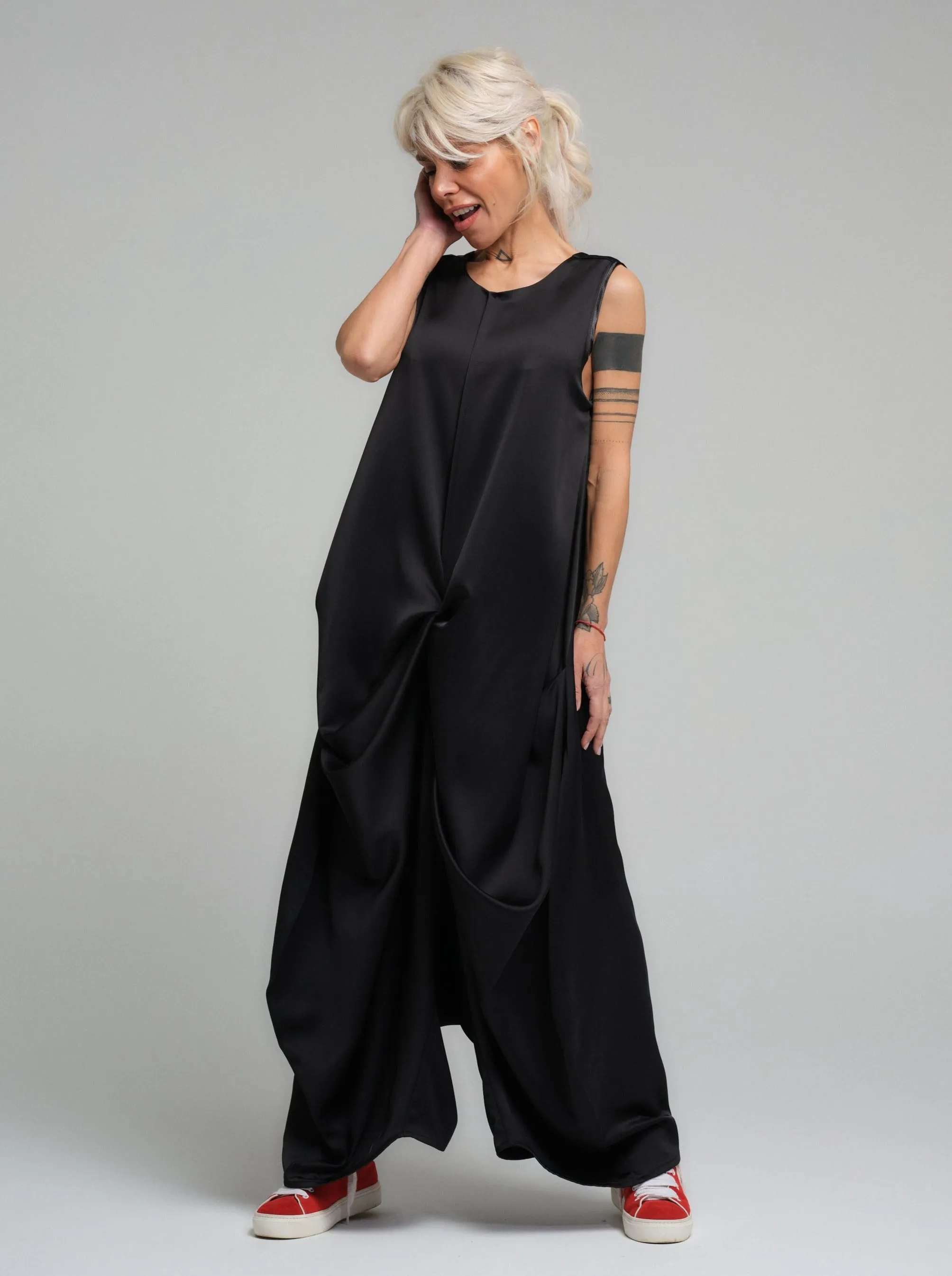 Black Softly Structured Jumpsuit