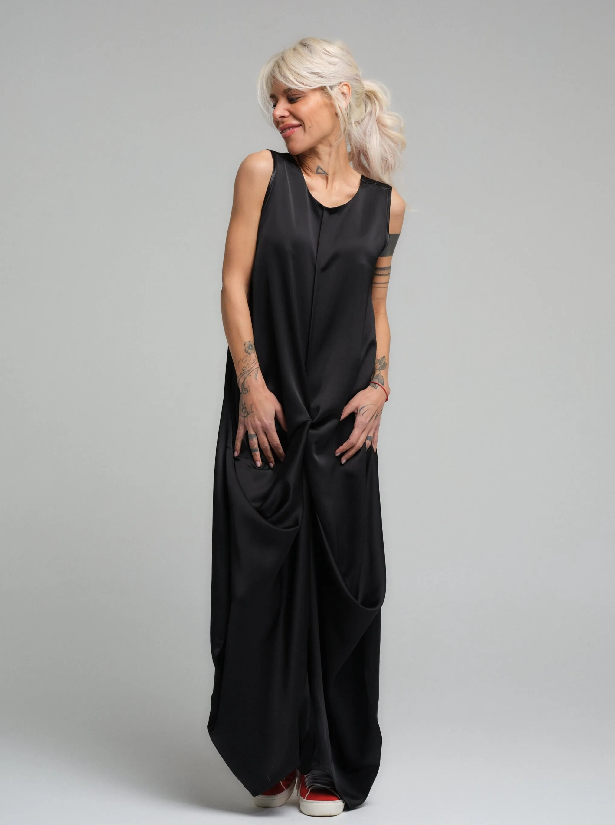 Black Softly Structured Jumpsuit