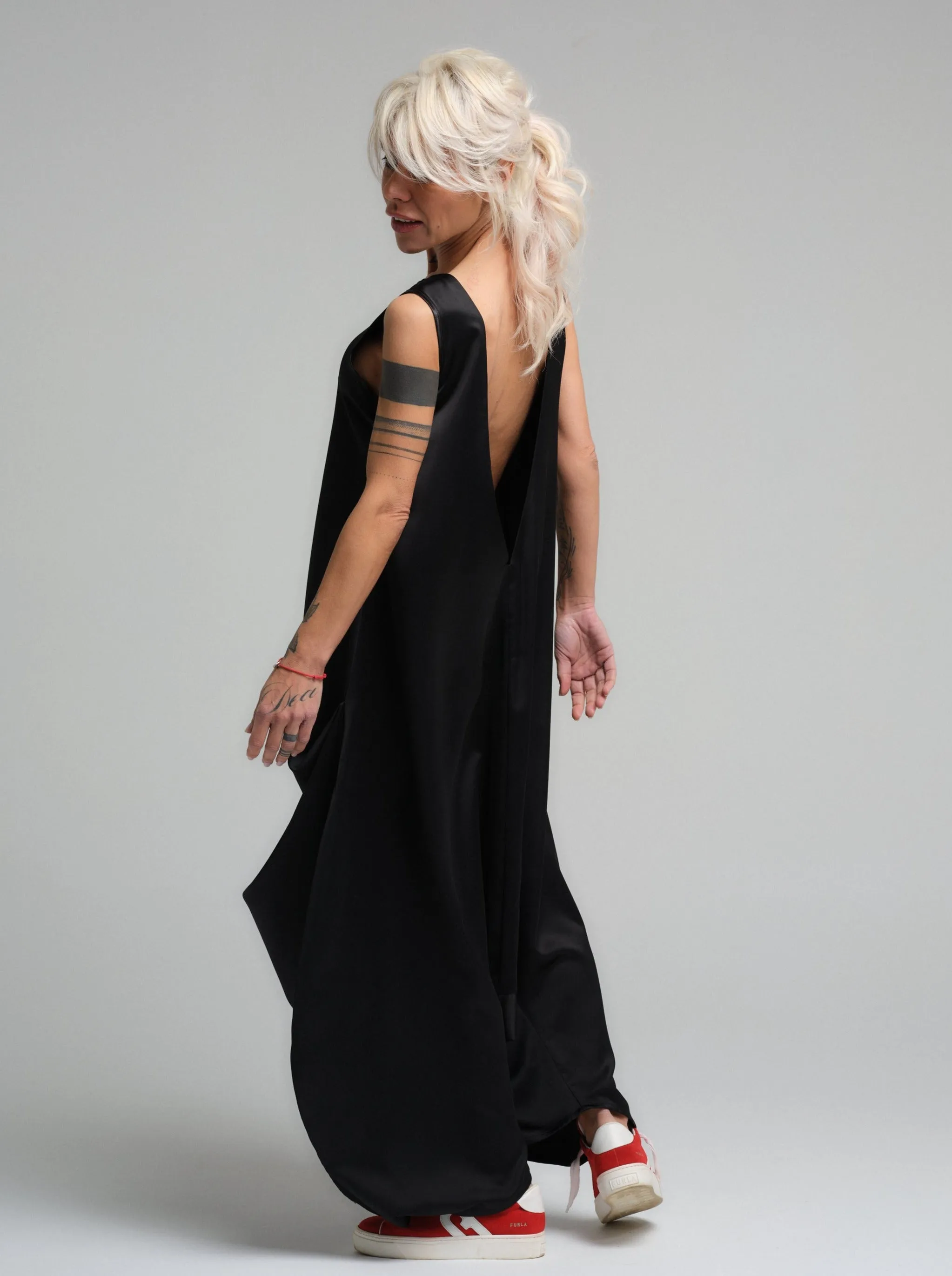 Black Softly Structured Jumpsuit