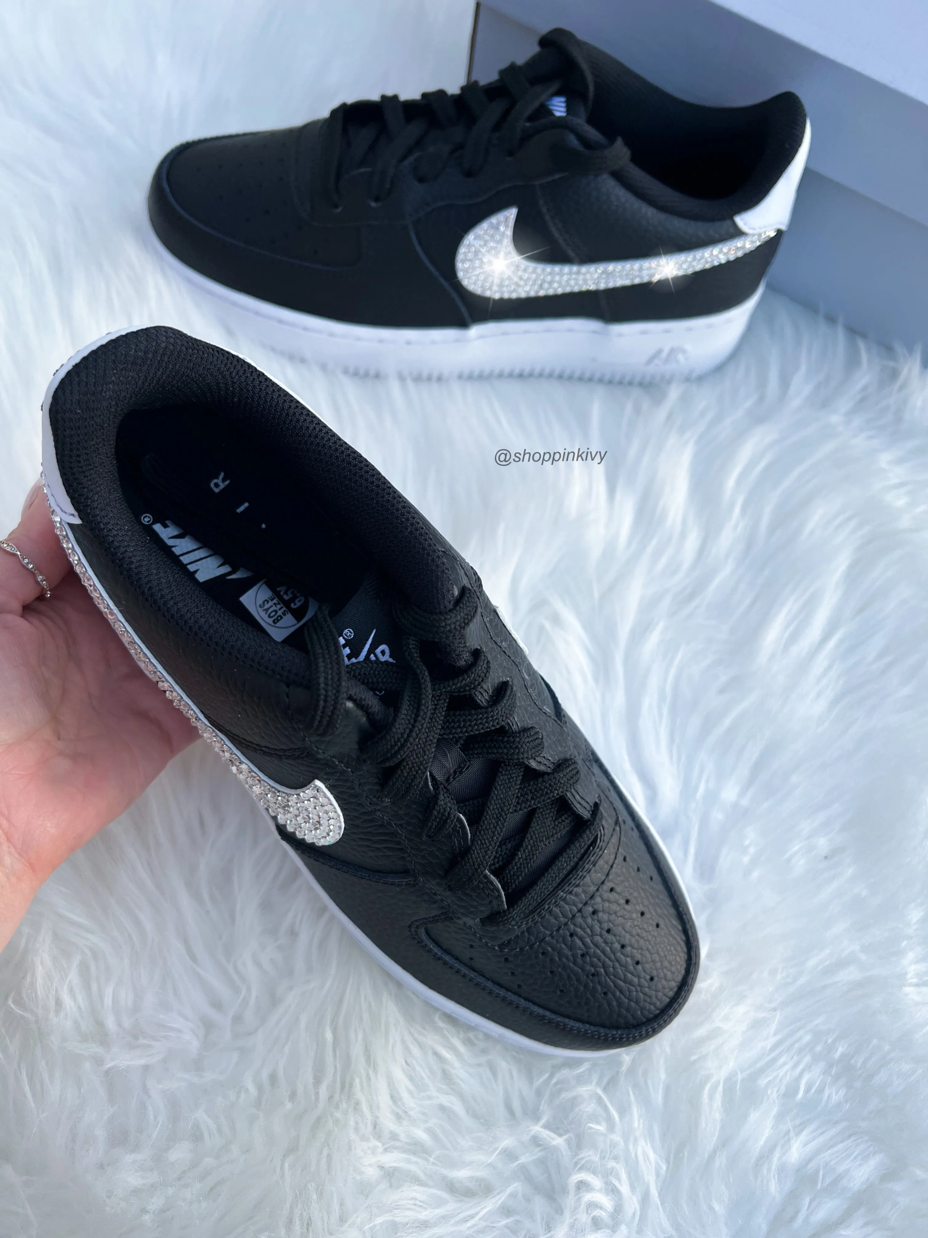 Black Swarovski Women’s Air Force 1 Low Shoes