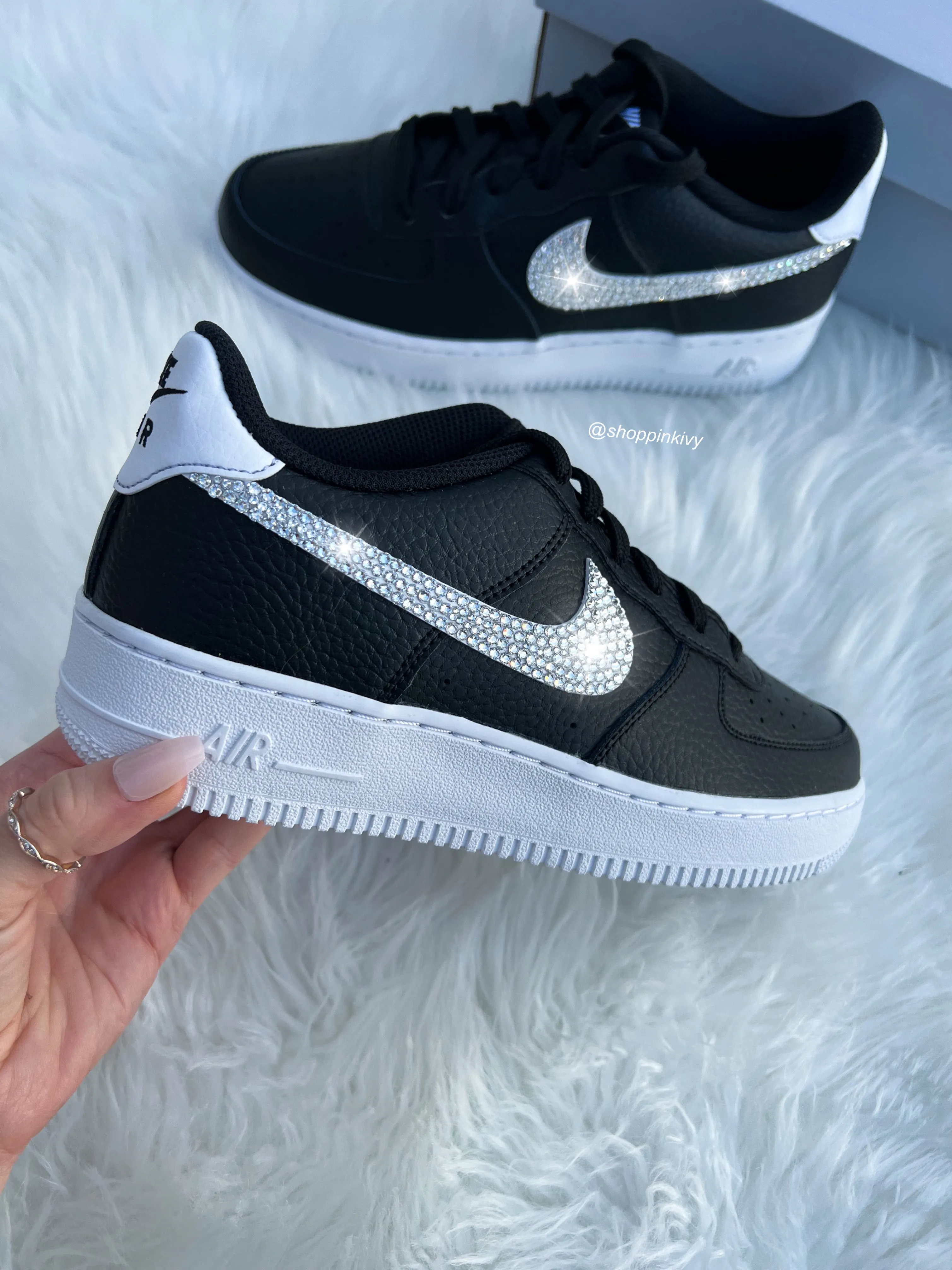 Black Swarovski Women’s Air Force 1 Low Shoes