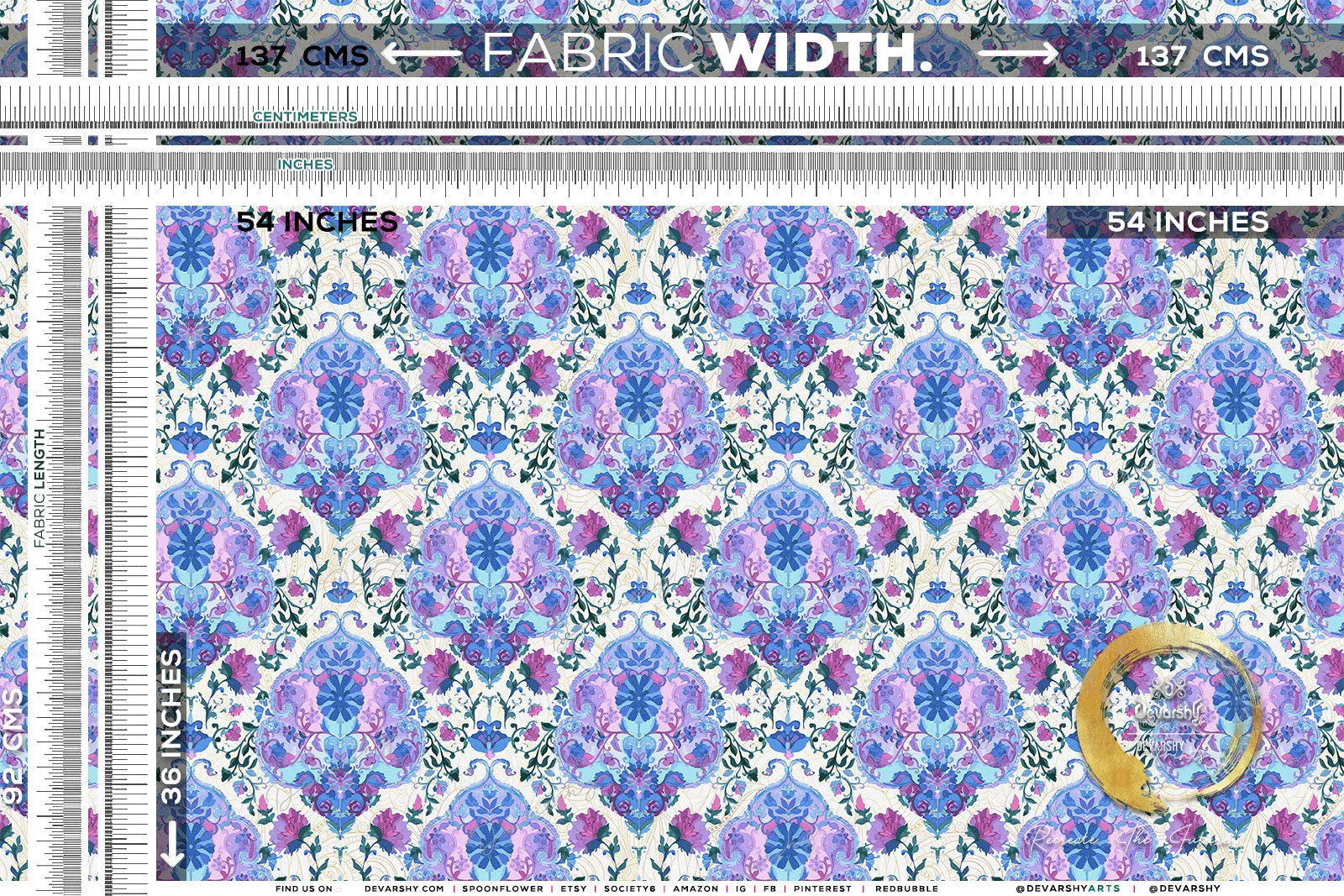 Blue Paisleys Upholstery Fabric 3meters 4 Designs & 12 Fabric Options Floral Furnishing Fabrics By the Yard | D20109