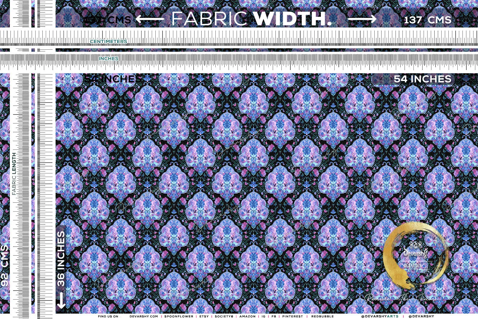 Blue Paisleys Upholstery Fabric 3meters 4 Designs & 12 Fabric Options Floral Furnishing Fabrics By the Yard | D20109