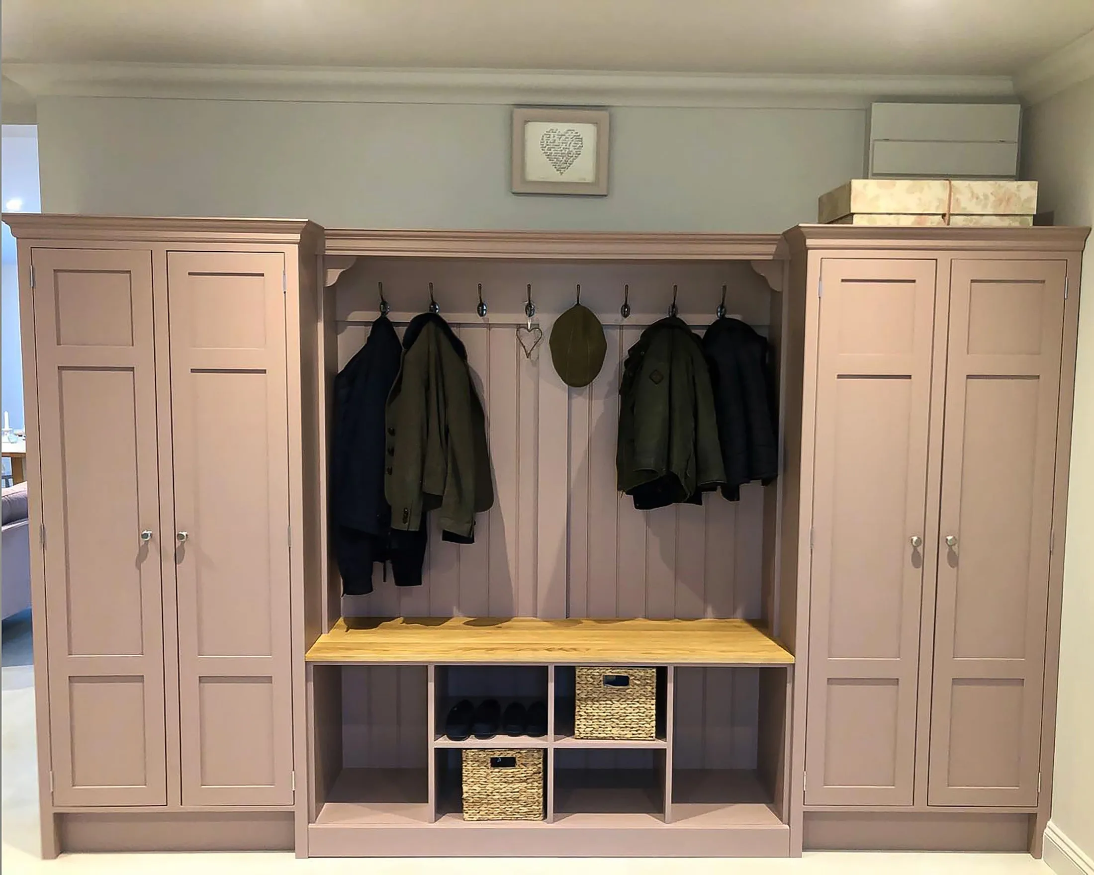 Boot Room Storage Bench with Cupboards - Double