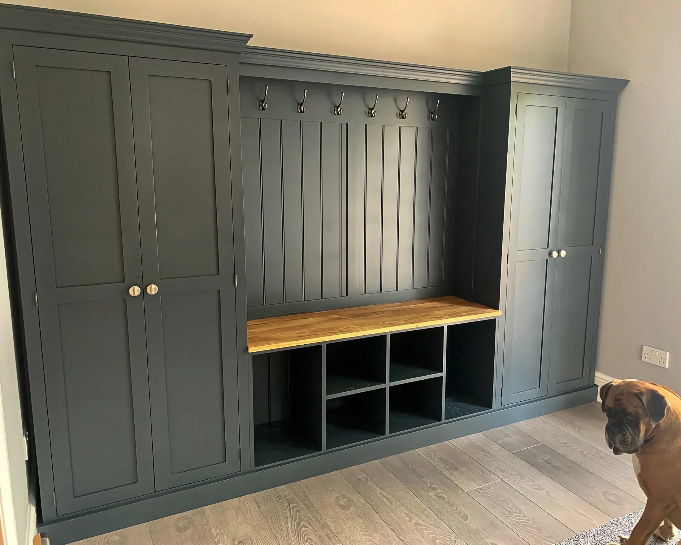 Boot Room Storage Bench with Cupboards - Double