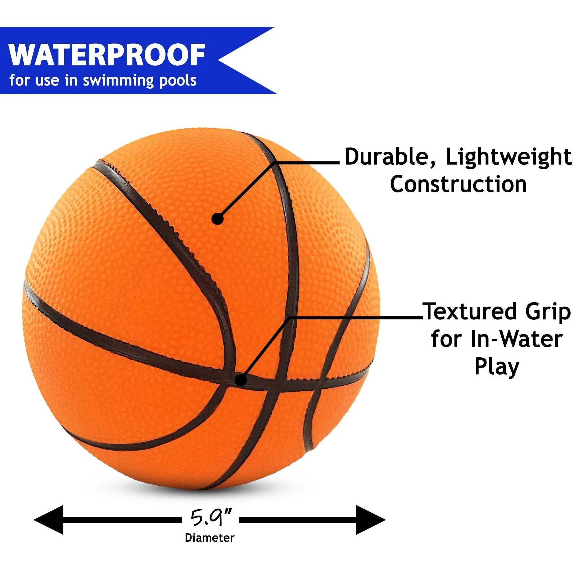 Botabee Swimming Pool Water Mini Basketball 2 Pack | Compatible with Intex Floating Hoops