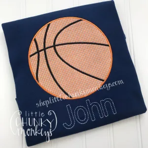 Boy Shirt - Basketball Applique on Navy Shirt