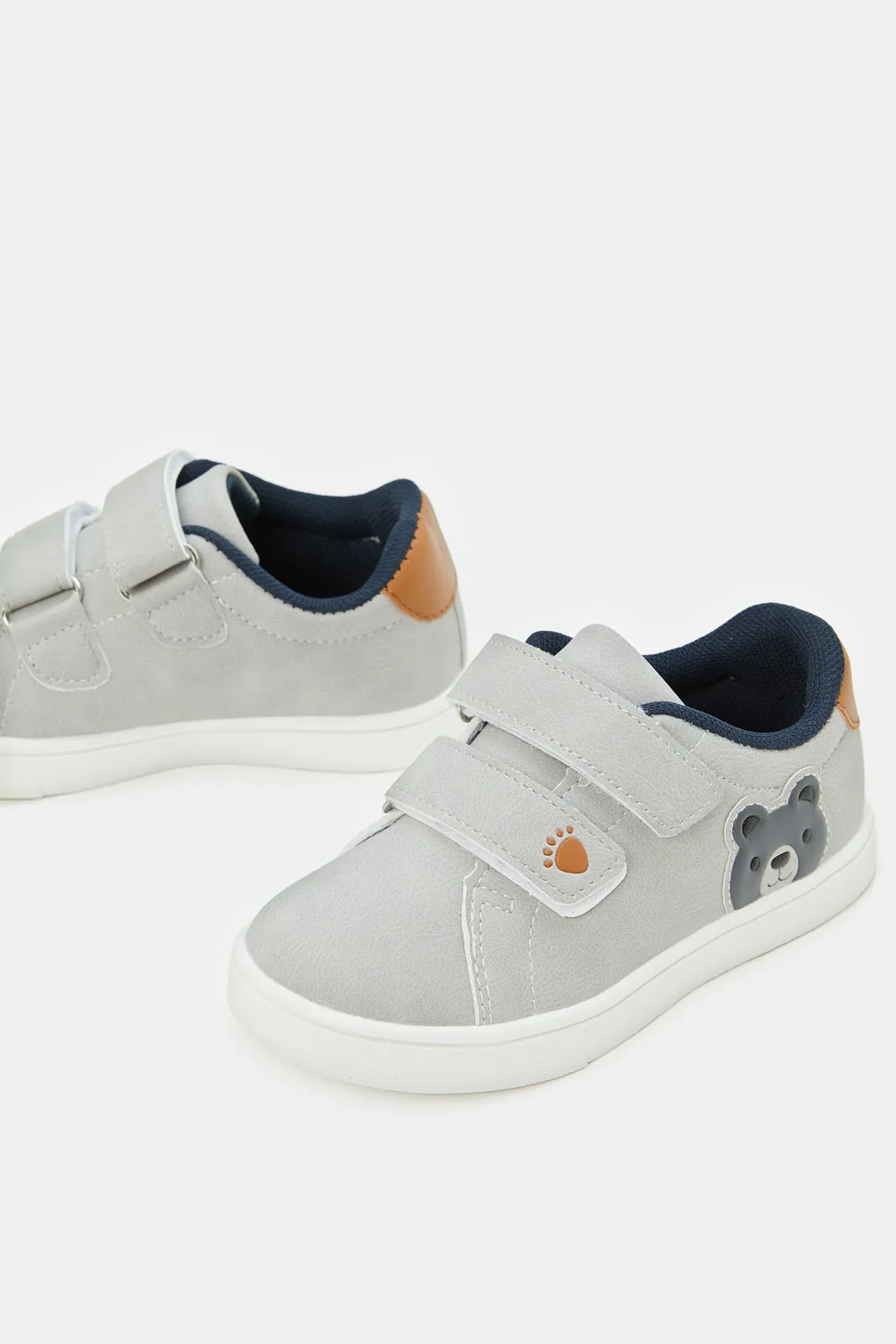 Boys Grey Velcro Sneakers