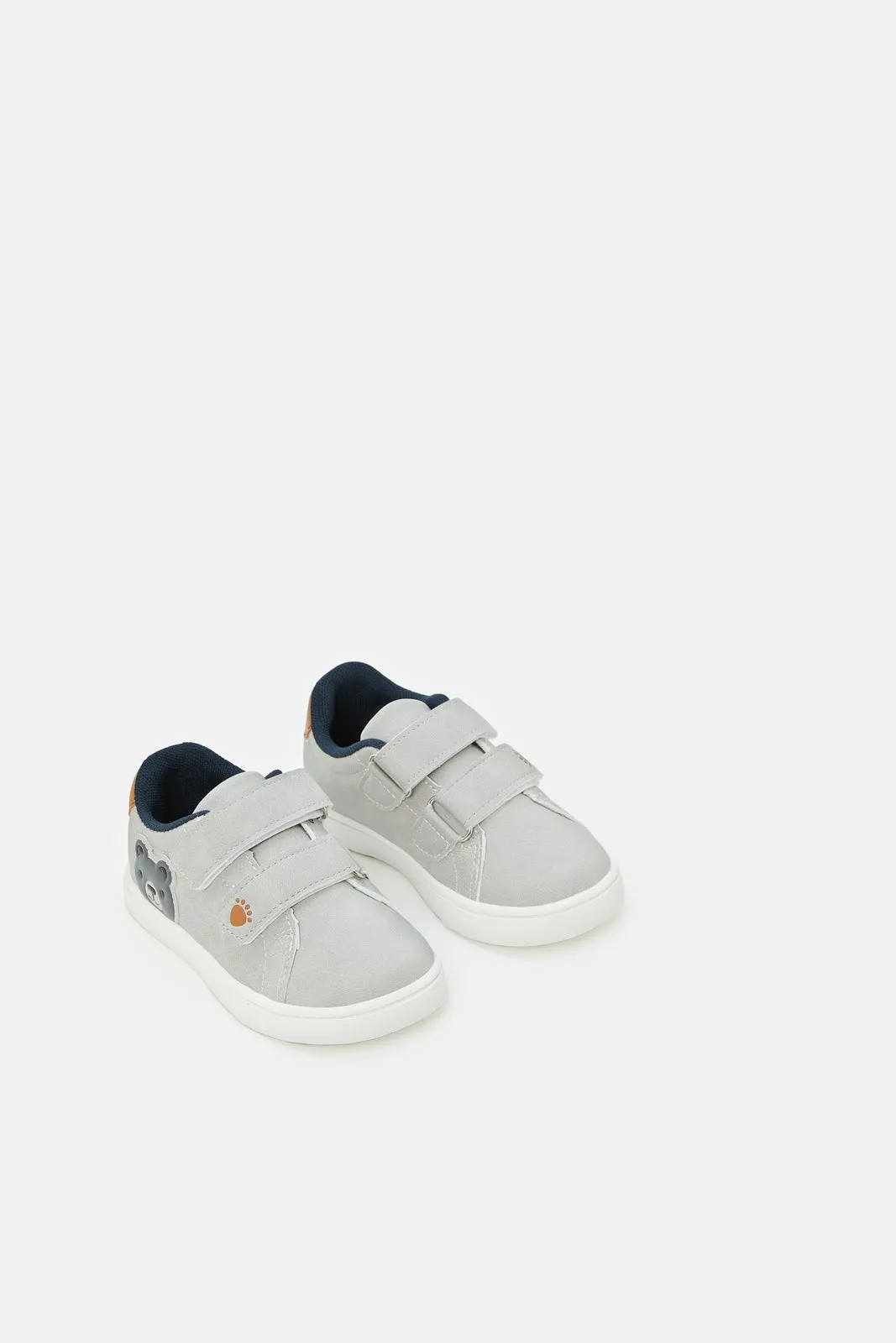 Boys Grey Velcro Sneakers