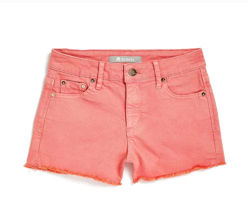 Brittany Fray Hem Shorts- Strawberry Ice