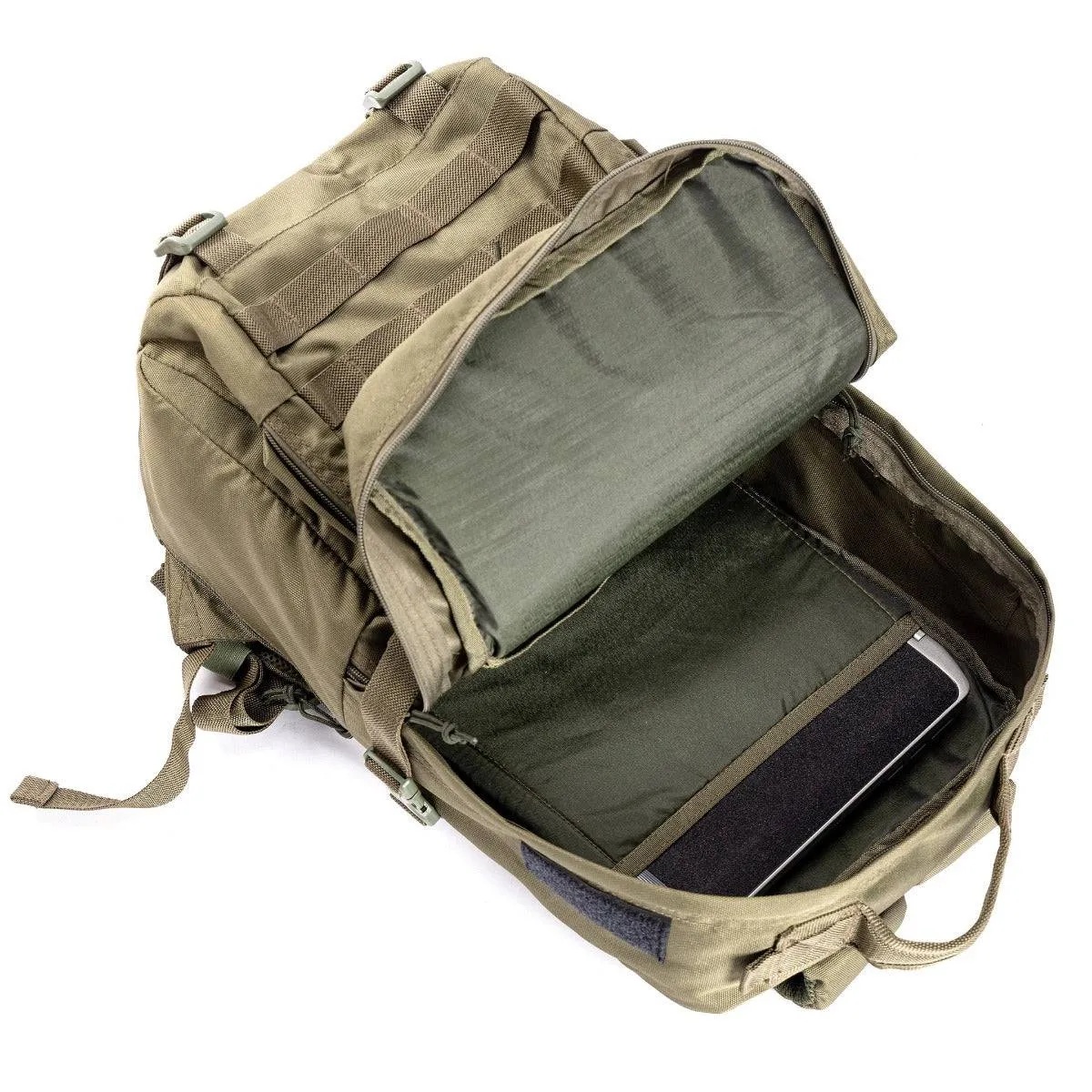 Captain Tactical Backpack with MOLLE Webbing and Carabiner -  25 Litres - Army Green