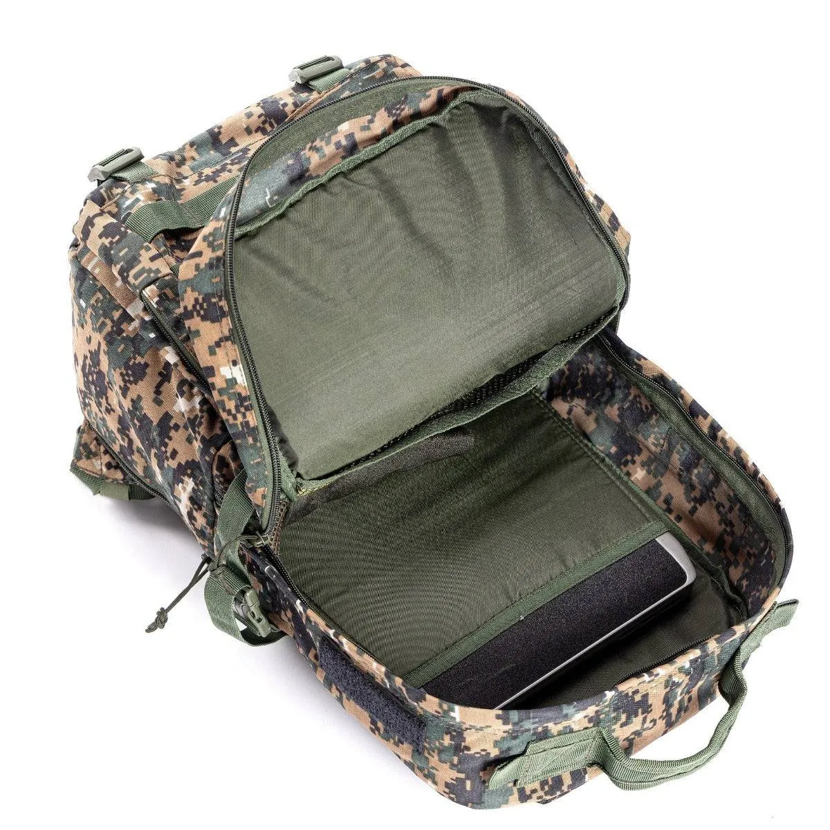 Captain Tactical Backpack with MOLLE Webbing and Carabiner -  25 Litres - Digital Camouflage