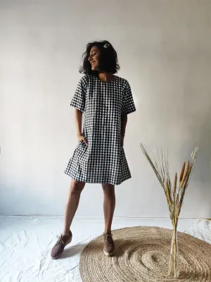 Checkered Tie-back Dress