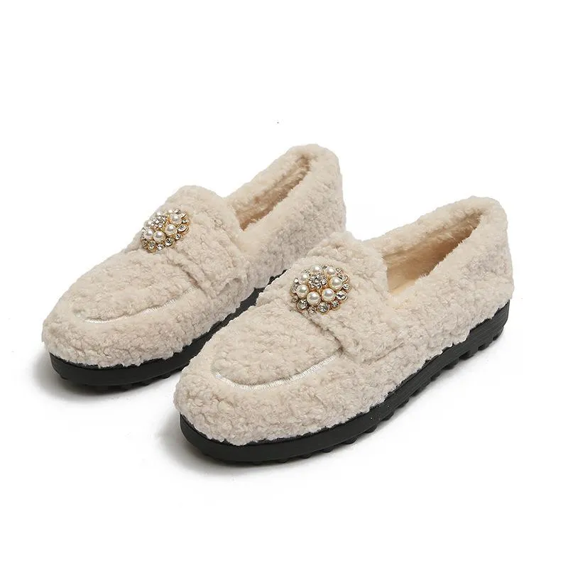 Cilool Furry Flats Loafers Fu63