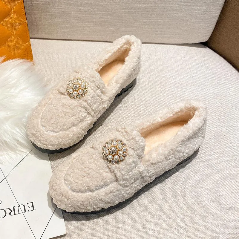 Cilool Furry Flats Loafers Fu63