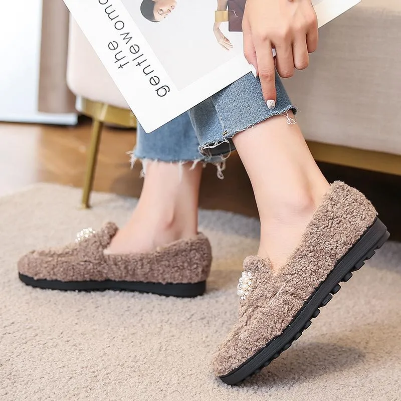 Cilool Furry Flats Loafers Fu63