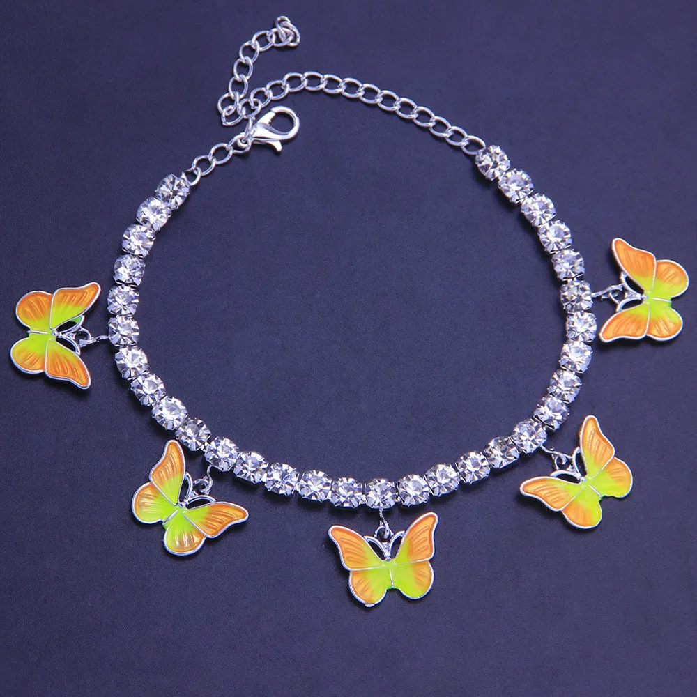 Dreamy Color Butterfly Anklet Drip-painted Beach Footwear