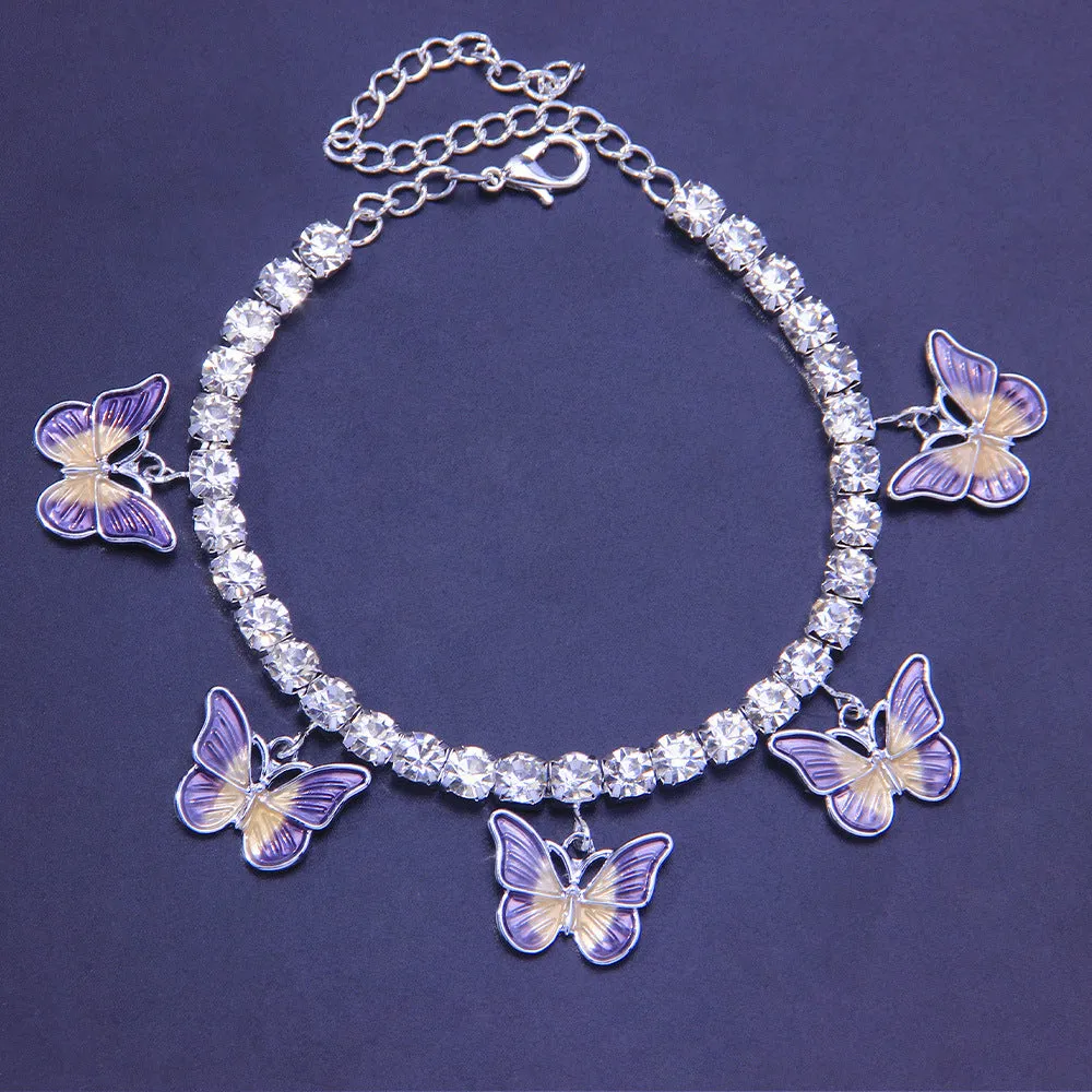 Dreamy Color Butterfly Anklet Drip-painted Beach Footwear