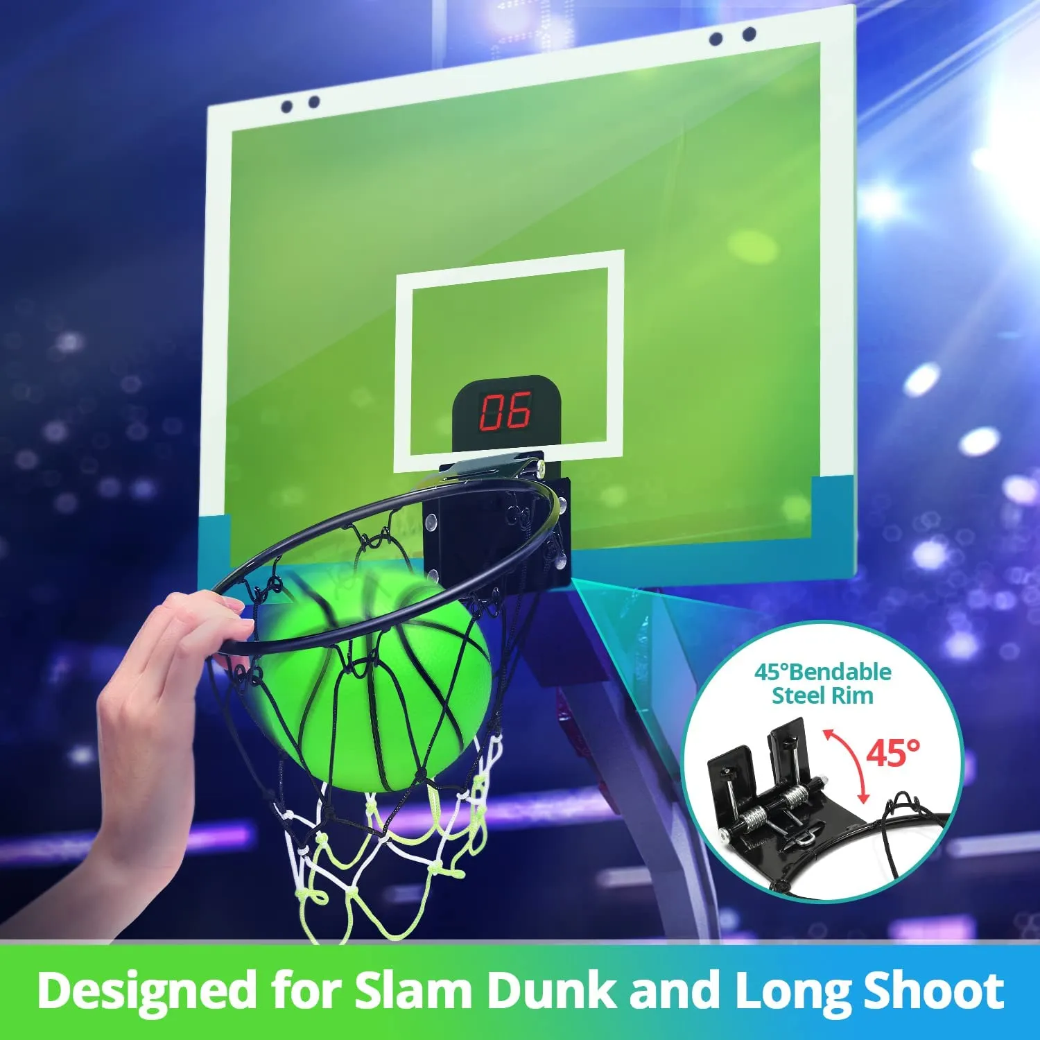 EagleStone Indoor Mini Basketball Hoop Set Electronic Scoreboard Over The Door