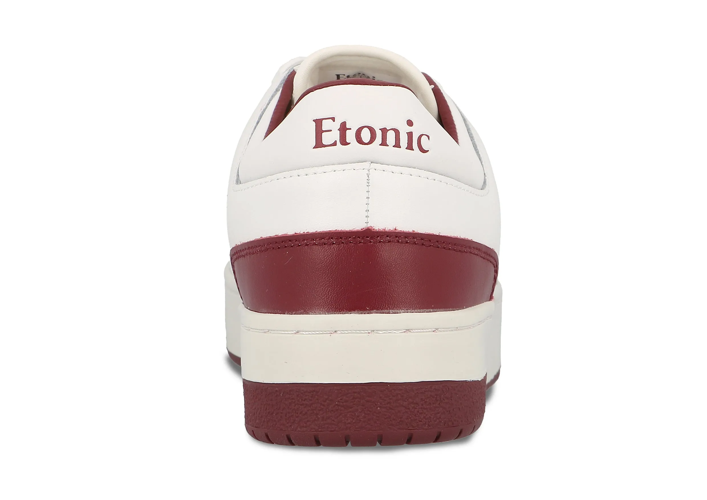 Etonic B509 sneakers in white leather with burgundy details and inserts.