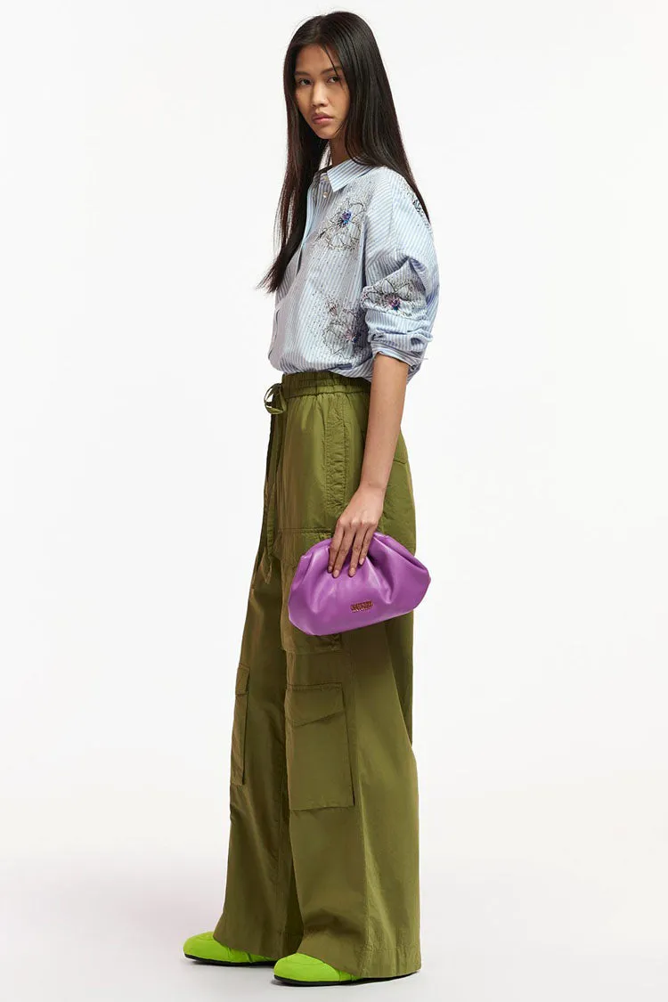 Fopy Cargo Wide Leg Pants in Olive Martini