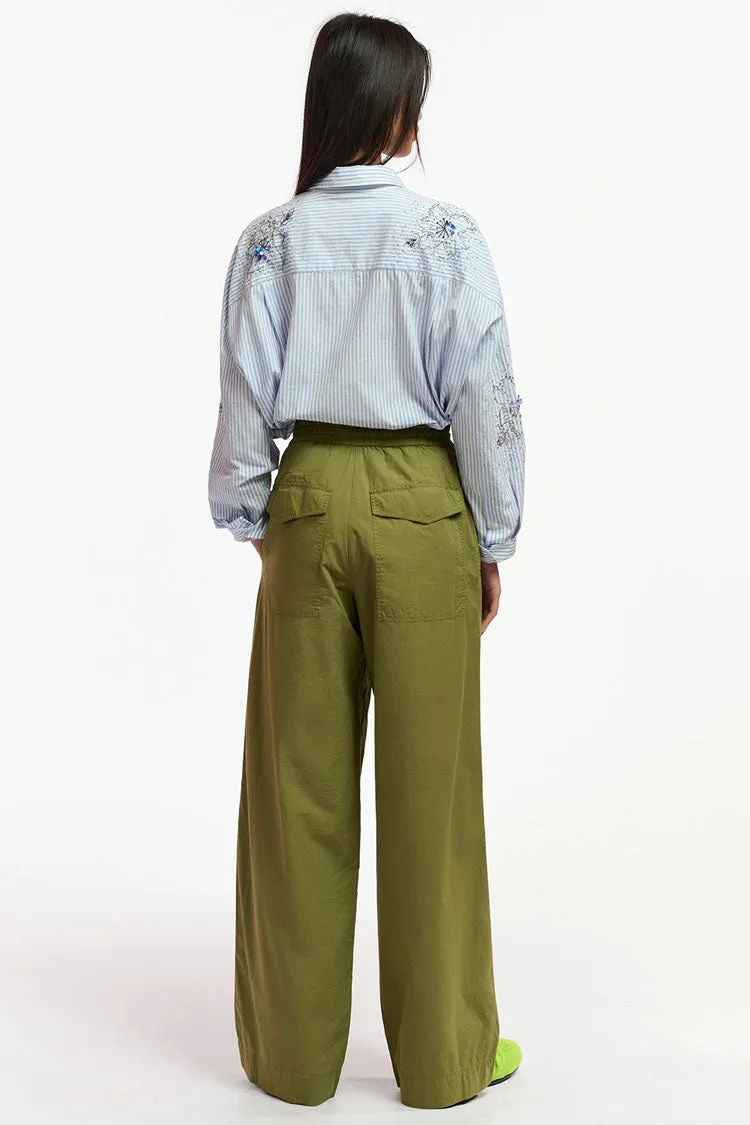 Fopy Cargo Wide Leg Pants in Olive Martini