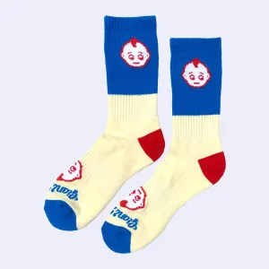 Giant Robot - Kewpie Socks (Cream w/ Blue and Red)