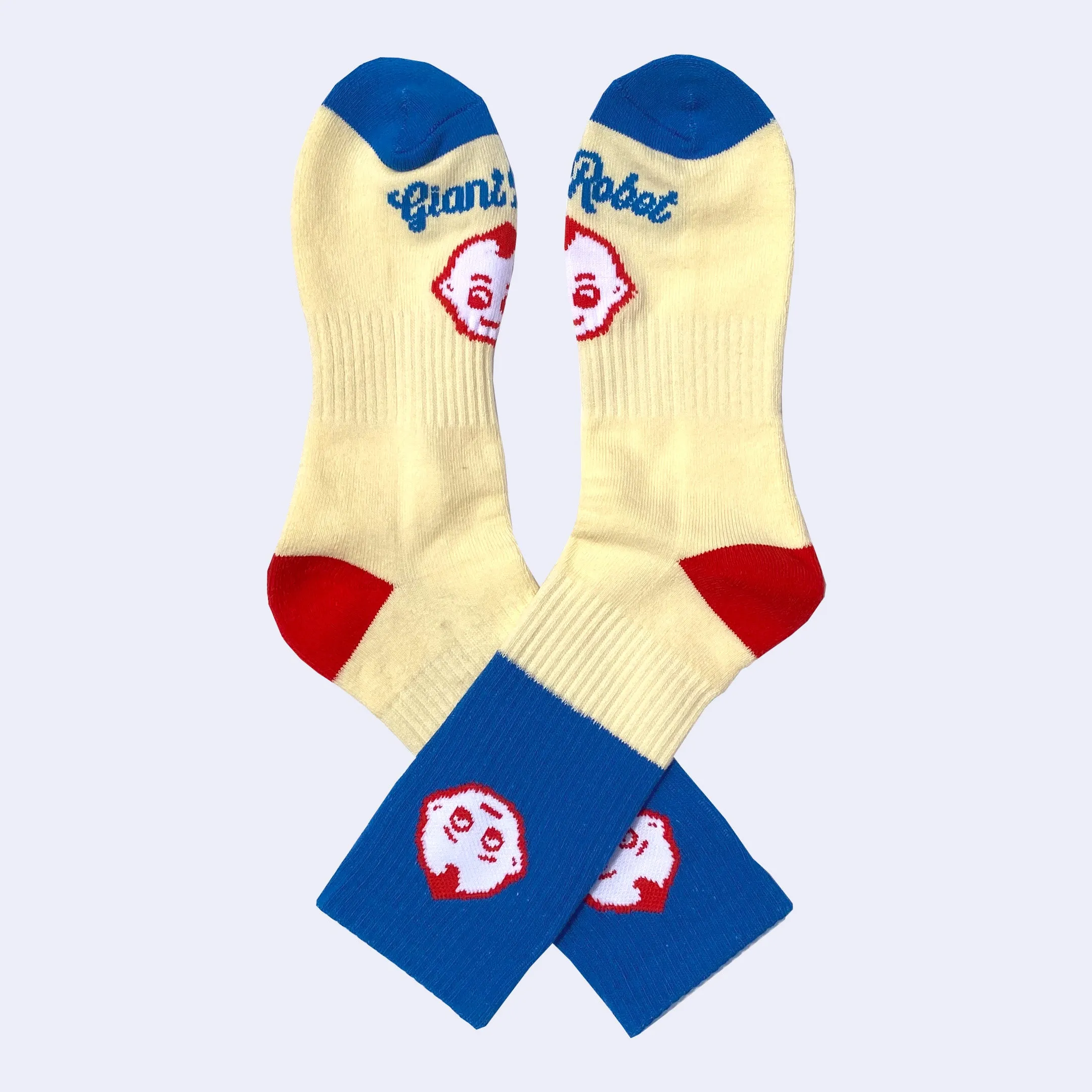 Giant Robot - Kewpie Socks (Cream w/ Blue and Red)