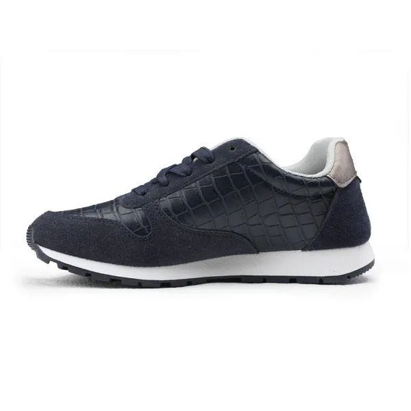 GIRLS LACE UP WITH ZIPPER TRAINERS - NAVY BLUE